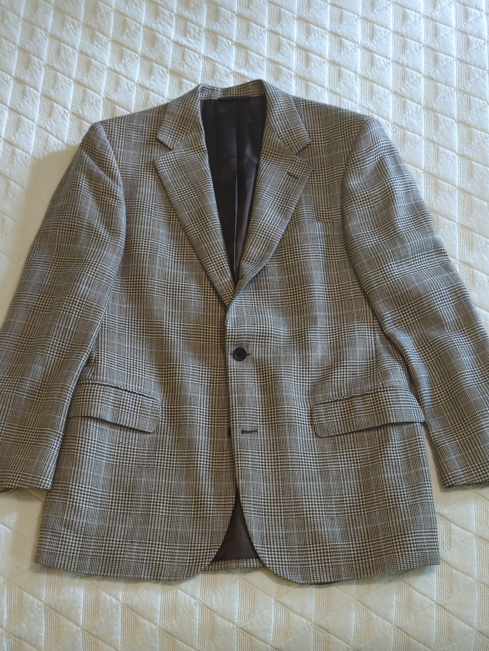 Brooks Brothers Glen Plaid Blazer Sport Coat Cotton Linen Silk Blend